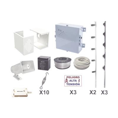 KIT ESENCIAL PARA 25Mts PERIMETRALES DE CERCO ELÉCTRICO PARA PROTECCIÓN DE ROBOS EN CASAS, NEGOCIOS, BODEGAS,ETC.