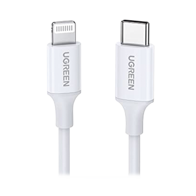 Cable USB-C a Lightning | 1 Metro | Certificado MFi | Carga Rápida 60W | 480 Mbps | PD | Conector C94 | Adecuado para iPhone, iPad y iPod | Protección Integrada | Caja de ABS | Cubierta de TPE | Color Blanco.