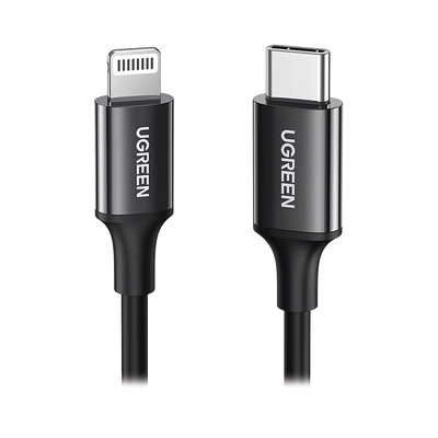 Cable USB-C a Lightning | 1 Metro | Certificado MFi | Carga Rápida 60W | 480 Mbps | PD | Conector C94 | Adecuado para iPhone, iPad y iPod | Protección Integrada | Caja de ABS | Cubierta de TPE | Color Negro.