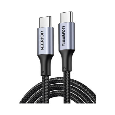 Cable USB-C a USB-C | 1 Metro | Carga Rápida de hasta 100W | Transferencia de datos 480 Mbps | PD3.0 | QC4.0/3.0/2.0 | FPC | AFC | Protección Integrada| Caja de Aluminio | Nylon Trenzado | Amplia Compatibilidad | Color Negro.