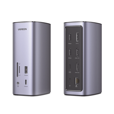 HUB USB-C (Docking Revodok Pro) 12 en 1 | 2 USB-A 3.0 | 1 USB-C PD Carga 100W | 1 USB-A 3.1 | 1 USB-C 3.1 | HDMI 4K | HDMI 8K Ultra HD | Display Port 4K | RJ45 (Gigabit) | Lector Tarjeta SD + Micro SD (TF) | Jack Audio 3.5mm.