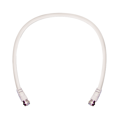 Jumper Coaxial con Cable Tipo RG-6 en Color Blanco de 60.96 centímetros de Longitud y Conectores F Macho en Ambos Extremos. 75 Ohm de Impedancia.