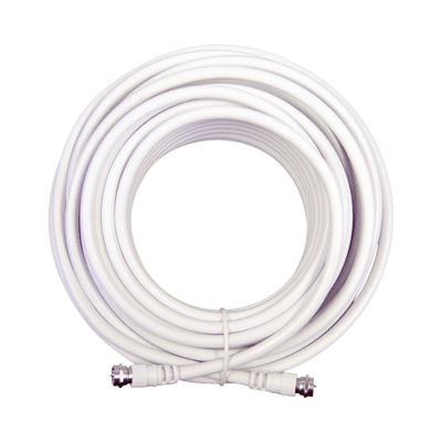 Jumper Coaxial con Cable Tipo RG-6 en Color Blanco de 6.09 Metros de Longitud y Conectores F Macho en Ambos Extremos. 75 Ohm de Impedancia.