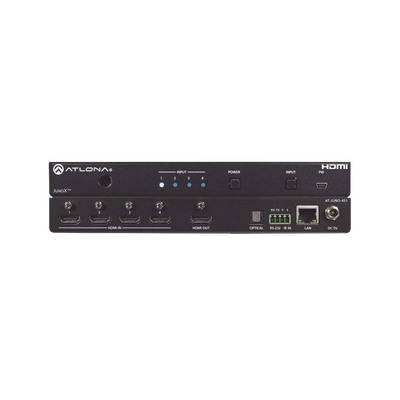 Atlona JunoX™ Switch HDMI 4K UHD HDR 4x1 / Conmutación Automática, Compatible HDCP 2.2, Funciones de Gestión EDID, Canal ARC y Salida TOSLINK.