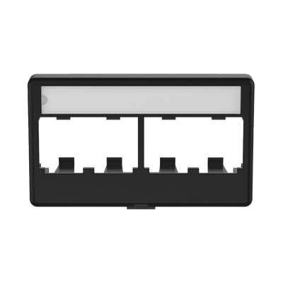 Placa de Mobiliario Modular Estándar, Salidas Para 4 Puertos Mini-Com, Con Espacio Para Etiquetas, Color Negro