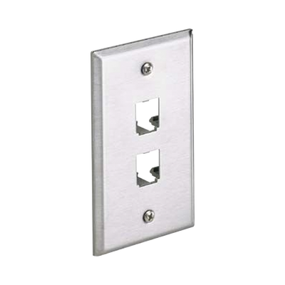 Placa de Pared Vertical, de Acero Inoxidable, Salida Para 2 Puertos Mini-Com