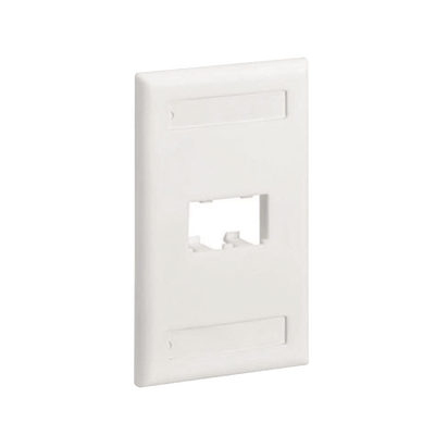 Placa de Pared Vertical Clásica, Salida Para 2 Puertos Mini-Com, Con Espacios Para Etiquetas, Color Blanco Mate