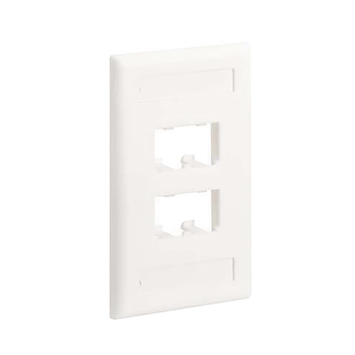 Placa de Pared Vertical Clásica, Salida Para 4 Puertos Mini-Com, Con Espacios Para Etiquetas, Color Blanco Mate