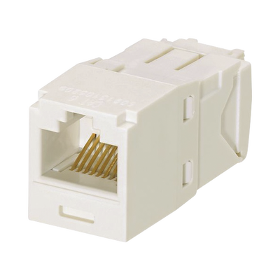 Conector Jack RJ45 Estilo TG, Mini-Com, Categoría 6A, de 8 posiciones y 8 cables, Color Blanco Mate