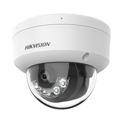 Domo IP 4 Megapixel / Lente 2.8 mm / Dual Light (30 mts IR + 30 mts Luz Blanca) / Micrófono Integrado / Antivandálico IK08 / ACUSENSE Lite / Exterior IP67 / H.265 / PoE / ONVIF / Micro SD