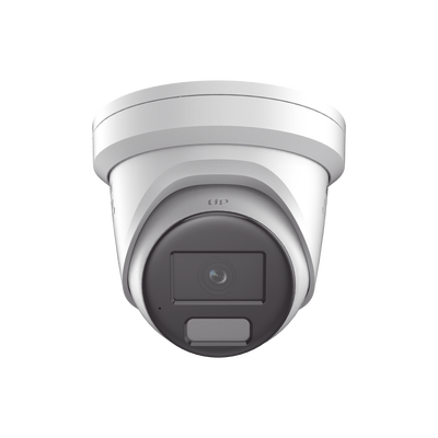 [Dual Light + ColorVu] Turret IP 4 Megapixel / Lente 2.8 mm / 40 mts IR + 40 mts Luz Blanca / Exterior IP67 / Luz Intermitente y Alerta de Audio / Micrófono Integrado / Videoanaliticos (Filtro de Falsas Alarmas) / WDR 130 dB / Captura Facial