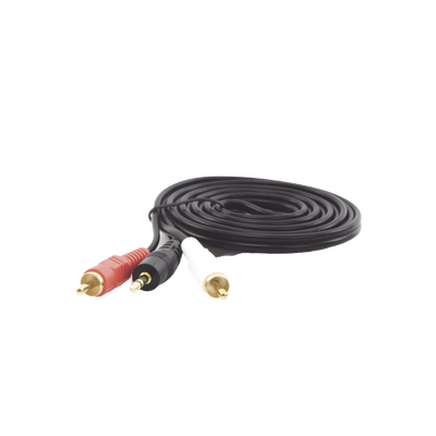 Convertidor 3.5mm Estéreo a 2 RCA Macho 1.83m | para Aplicaciones de Audio | Compatible con Amplificadores VSSL y Epcom ProAudio