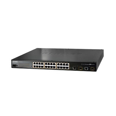 Switch PoE administrable L2 de 24 puertos PoE 802.3af a 10/100 Mbps + 2 puertos Gigabit/SFP