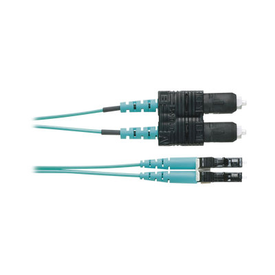 Jumper de Fibra Optica Multimodo 50/125 OM4, LC-SC Duplex, OFNR (Riser), Color Aqua, 2 Metros