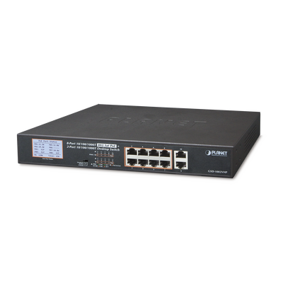 Switch No Adminsitrable PoE+ distancia 250 metros 8 puertos PoE Gigabit + 2 gigabit