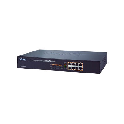 Switch no administrable de 8 Puertos 10/100/1000 Mbps con High PoE 802.3at, 240W potencia total