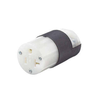 Conector Entrada Recta/ 20 A 125V/ 2 Polos 3 Hilos/ Nema 5-20 R/ Grado Industrial- Comercial / Color Negro-Blanco.