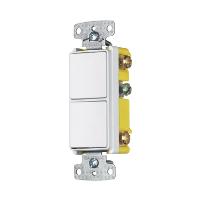 Interruptor Residencial 15 A 120-277 V, 1 Polo 3 Vías, Cableado lateral, Color Blanco.