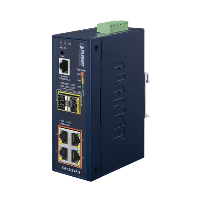 Switch Industrial Administrable Capa 2, 4 Puertos PoE 802.3af/at 10/100/1000T, 2 Puertos SFP 100/1000X