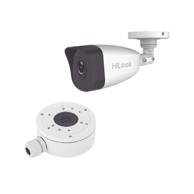 HiLook Series / Bala IP 4 Megapixel / 30 mts IR / Exterior IP67 / PoE / dWDR / Lente 2.8 mm + Caja de conexión DS-1280ZJ-XS