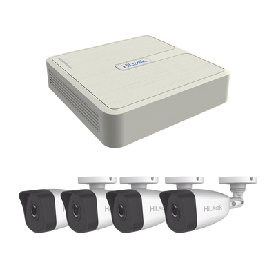 Kit IP 4 Megapixel / NVR de 4 Canales con 4 Puertos PoE / 4 Cámaras IP Bala para Exterior