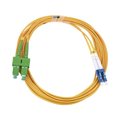 Jumper de Fibra Óptica Monomodo 9/125 LC/UPC-SC/APC, PVC, 2.0 mm, Dúplex, amarillo, 3 metros