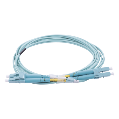 Jumper de Fibra Óptica Multimodo OM4 50/125 LC-LC OFNR (Riser), 2.0 mm, Dúplex, Aqua, 2 metros