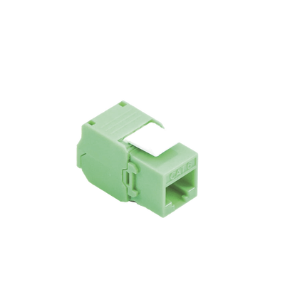 Módulo Jack Keystone Cat6A (toolless), con terminación en ángulo 180 º Color Verde, Compatible con Faceplate y Patchpanel Linkedpro