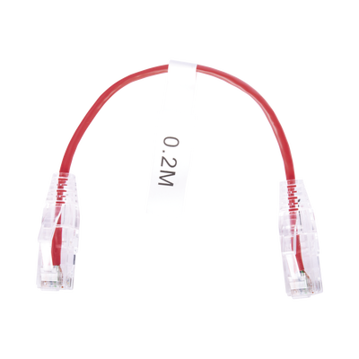 Cable de Parcheo Slim UTP Cat6 - 20 cm Rojo Diámetro Reducido (28 AWG)