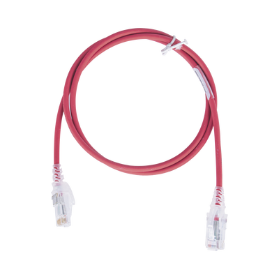 Patch Cord MC6 Modular Cat6 UTP, CM/LS0H, 3ft, Color Rojo, Diámetro Reducido (28AWG), Versión Bulk (Sin empaque individual)