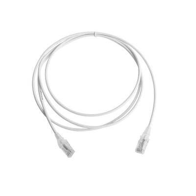 Patch Cord MC6 Modular Cat6 UTP, CM/LS0H, 7ft, Color Blanco, Diámetro Reducido (28AWG), Versión Bulk (Sin Empaque Individual)