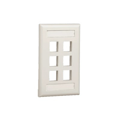 Placa de Pared Vertical, Salida Para 6 Puertos Keystone, Con Espacios Para Etiquetas, Color Blanco Mate