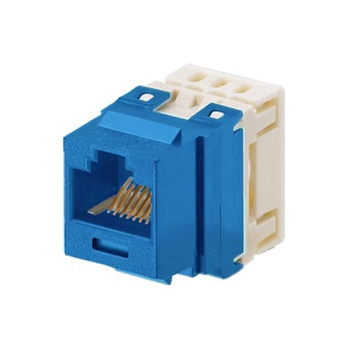 Conector Jack Estilo 110 (de Impacto), Tipo Keystone, Categoría 5e, de 8 posiciones y 8 cables, Color Azul