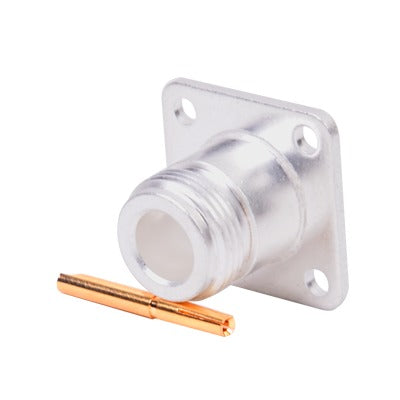 Conector N Hembra, montaje con 4 perforaciones a 18 mm