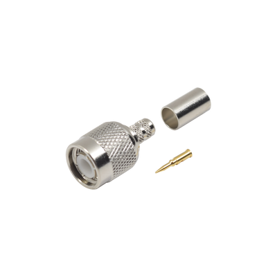 Conector TNC Macho de Anillo Plegable para Cables LMR-240, RG-8/X, 9258, Niquel/Oro/Delrin.