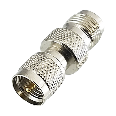 Adaptador en Línea, de Conector Mini UHF Macho a TNC Hembra, Níquel/ Oro/ Teflón.