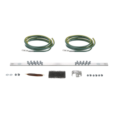 Kit de Puesta a Tierra con dos Jumpers 6 AWG y Barra de Conexiones de 20 Orificios, para Rack de 19in