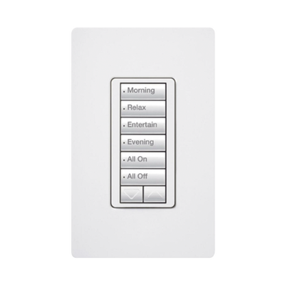 (RadioRA2) Teclado Seetouch Hibrido 6 botones, 2 botones subir/bajar, programe escenas diferentes en cada botón,puede instalarse en un interruptor de luz.