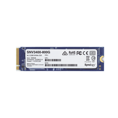 SSD 800GB NVMe M.2 2280, diseñada para Synology NAS con ranuras M.2 integradas