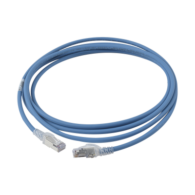 Patch Cord "Skinny" Cat6A Blindado S/FTP, 10ft, Diámetro Reducido 28 AWG, Color Azul