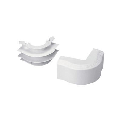 Esquinero exterior, para uso con canaleta T45, Material PVC Rígido, Color Blanco Mate