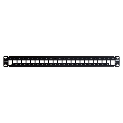 Patch Panel TERA-MAX Blindado de 24 Puertos, Modular (vacío), Plano, Color Negro, 1UR