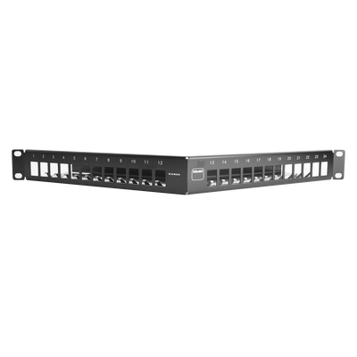 Patch Panel TERA-MAX de 24 Puertos, Modular, Angulado, Color Negro, 1UR