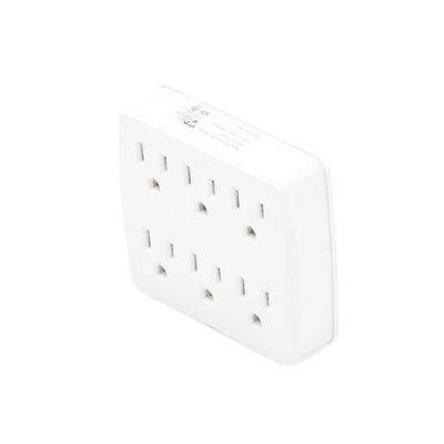 Multicontacto para pared con 6 contactos color blanco,125 V /15 A