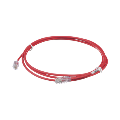 Cable de Parcheo UTP Cat6A, CM/LSZH, Diámetro Reducido (28AWG), Color Rojo, 7ft