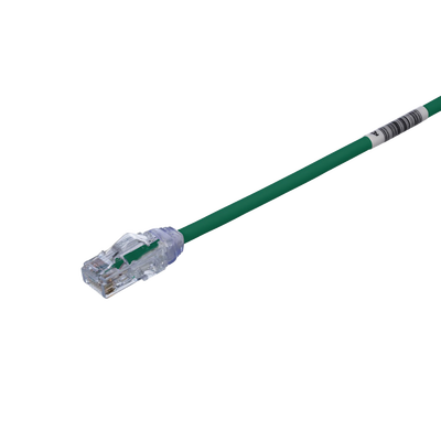 Cable de Parcheo UTP, Cat6A, Diámetro Reducido (28 AWG), CM/LSZH, Color Verde, 8in (20.3cm)