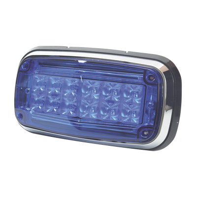 Luz de advertencia 8 X 4", Color Azul, IP67, SAE, Ideal para Ambulancias